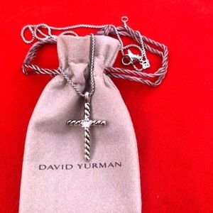 David Yurman Silver Twisted Cross Pendant 925